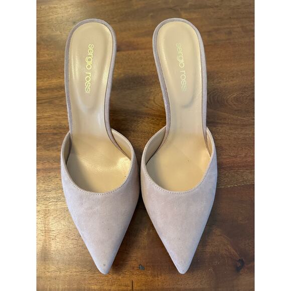 Sergio Rossi cream suede mules size 37.5 - Picture 1 of 11